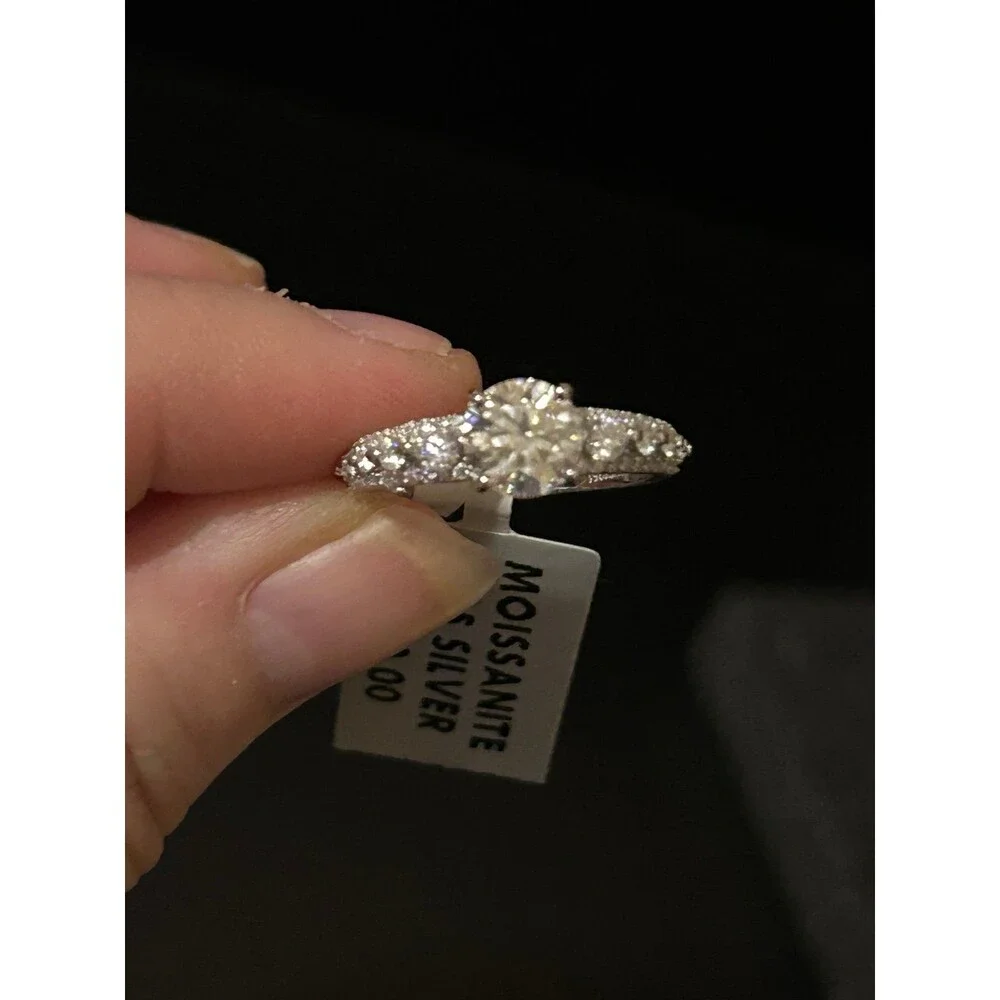 Sterling Silver & Moissanite Ring 0.88 CTW Sz 7